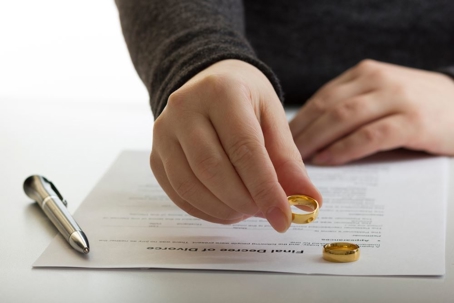 Wedding bands on a legal document