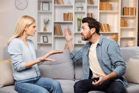 couple fighting aggressively