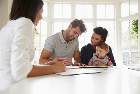 family going over documents